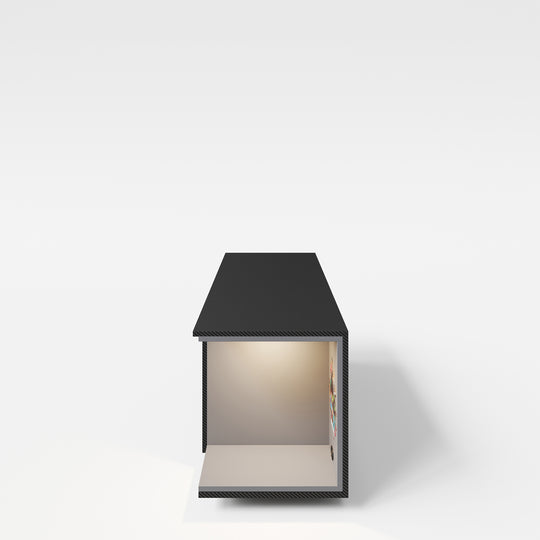 Meuble TV 'Minecraft' avec 2 portes, passage de câbles - étagère ouverte pour console - noir