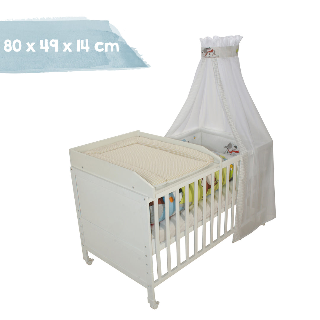 Almohadilla para cambiar incluida con almohadilla para cambiar 'Vichy beige', para colocar sobre cunas y camas para niños, blanca