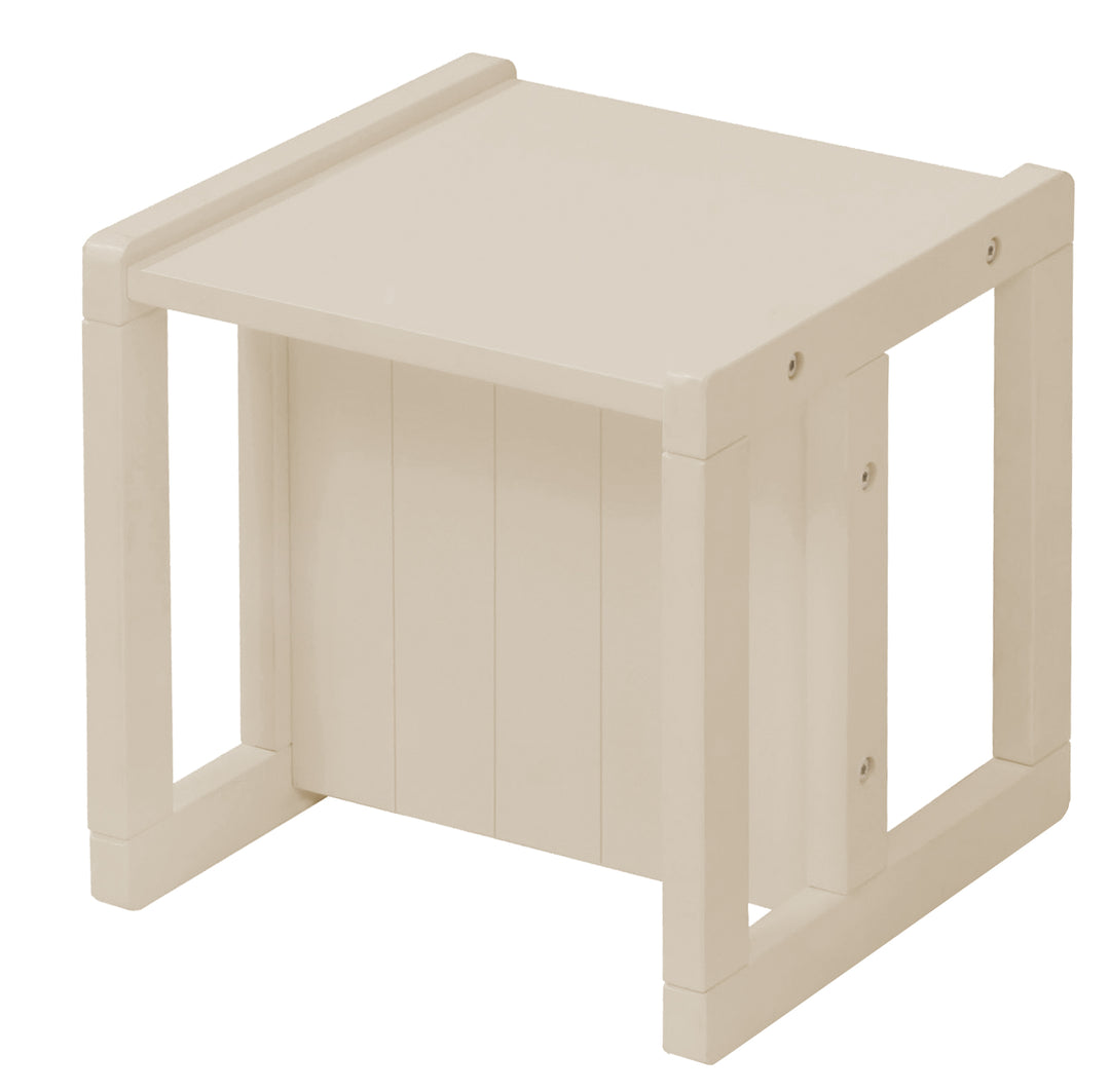 Tabouret pour enfant au style maison de campagne - Réversible à 3 hauteurs d'assise - Beige / cachemire