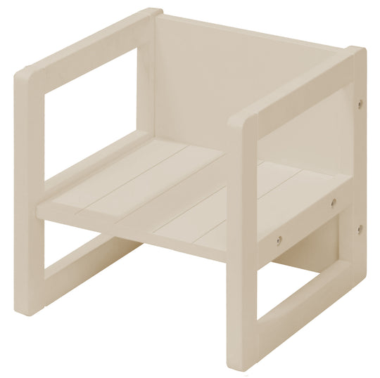 Tabouret pour enfant au style maison de campagne - Réversible à 3 hauteurs d'assise - Beige / cachemire