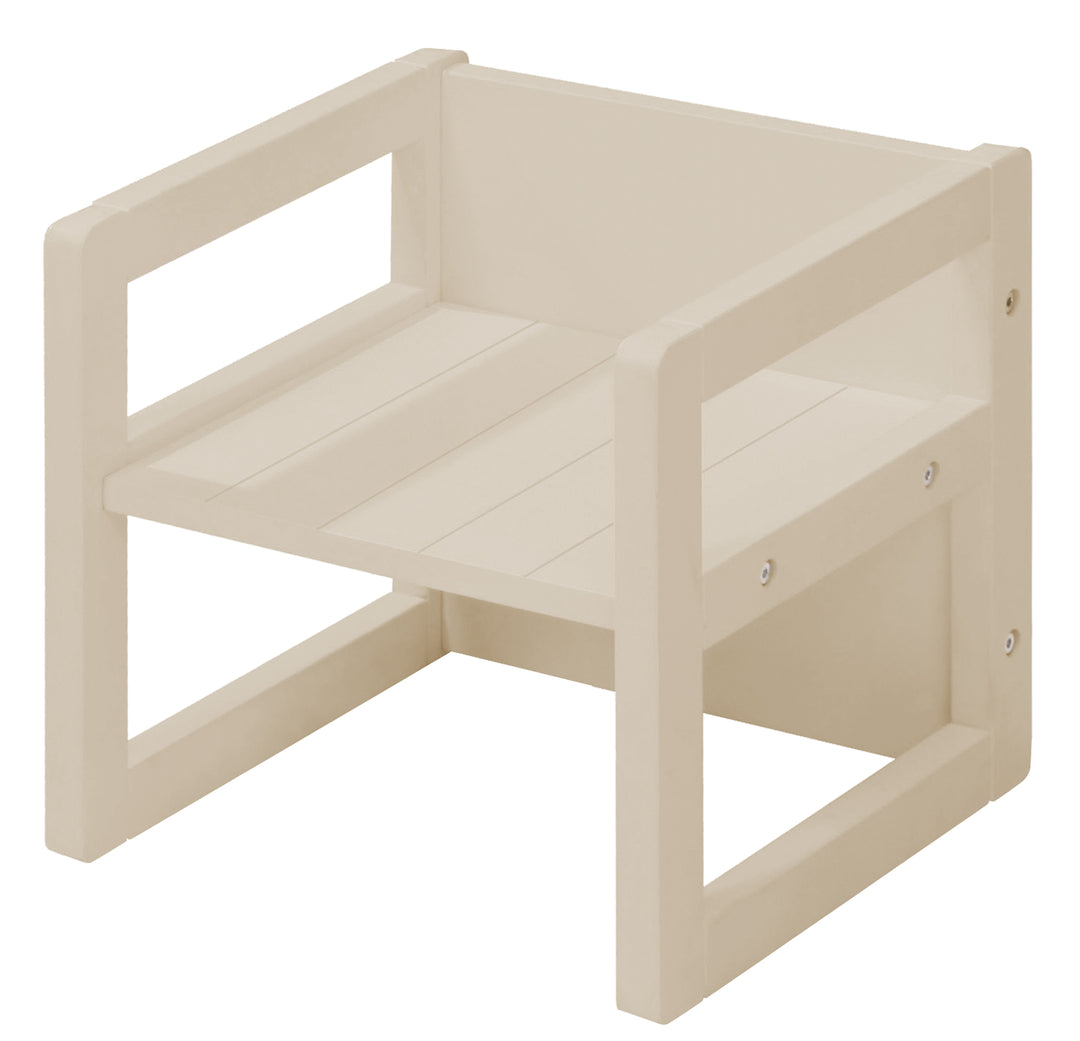 Tabouret pour enfant au style maison de campagne - Réversible à 3 hauteurs d'assise - Beige / cachemire