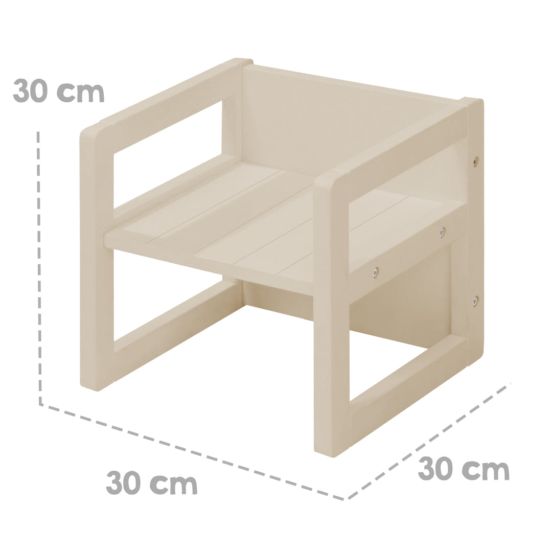 Tabouret pour enfant au style maison de campagne - Réversible à 3 hauteurs d'assise - Beige / cachemire