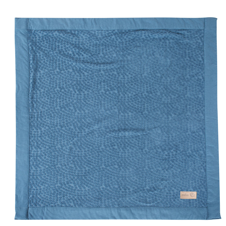 Baby Blanket 80 x 80 cm 'Seashells Indigo' - GOTS & Oeko-Tex Certified - Blue