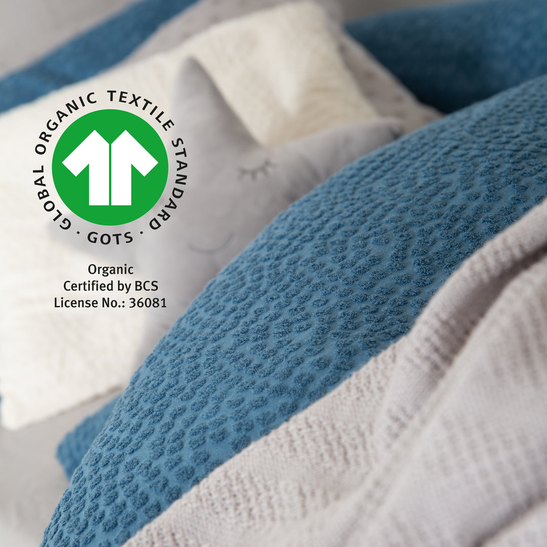 Baby Blanket 80 x 80 cm 'Seashells Indigo' - GOTS & Oeko Tex Certified - Blue