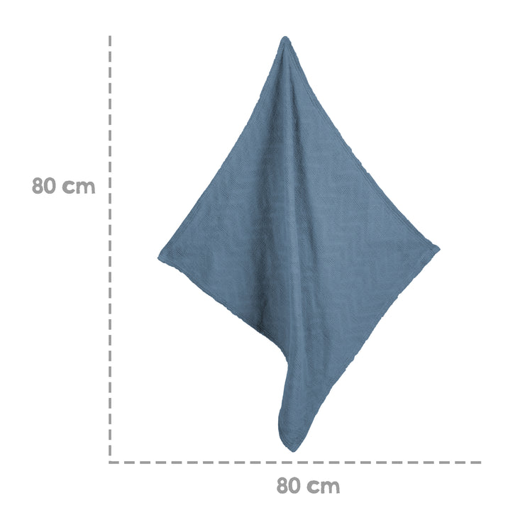 Knit-Look Baby Blanket 'Seashells Indigo' 80 x 80 cm - Oeko Tex & GOTS Certified