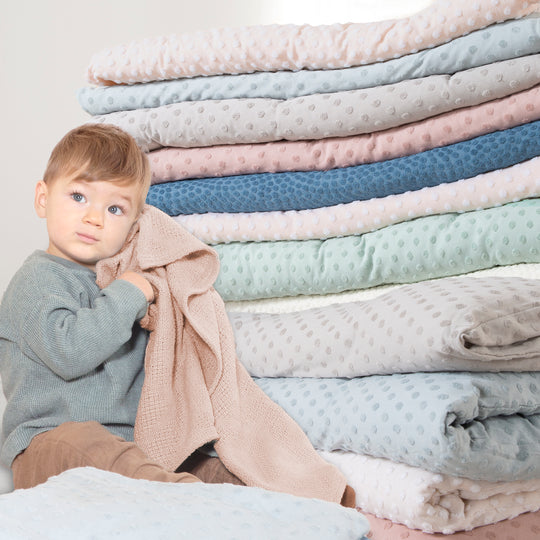 Couverture bébé 'Frosty Almond' 80 x 80 cm en maille - GOTS & Oeko Tex - Beige