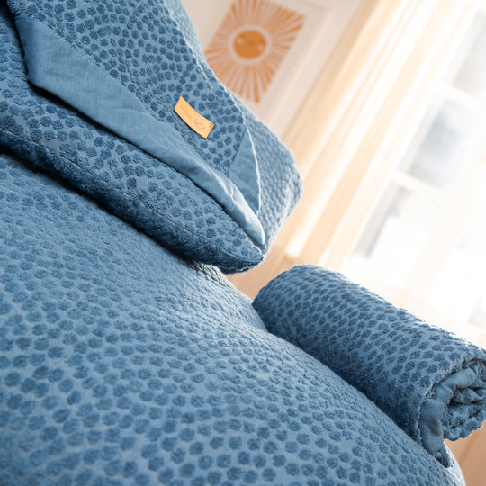 Swaddle Blanket 80 x 80 cm 'Seashells Indigo' - GOTS & Oeko Tex Certified - Blue