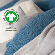 Couverture d'emmaillotage 80 x 80 cm 'Seashells Indigo' - Certifiée GOTS & Oeko Tex - Bleu