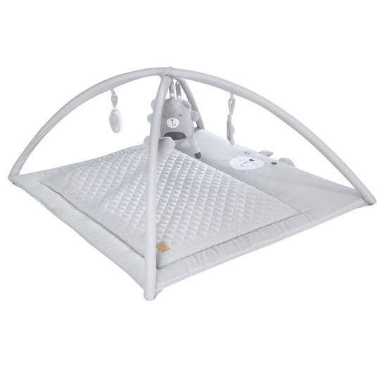 2in1 Krabbeldecke 'roba Style' mit Spielbogen + 5 Elementen - 85 x 75 cm - Silbergrau