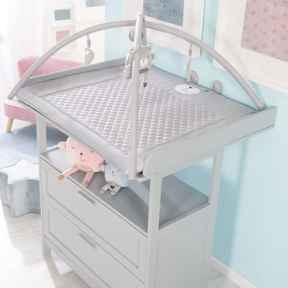 2in1 Krabbeldecke 'roba Style' mit Spielbogen + 5 Elementen - 85 x 75 cm - Silbergrau