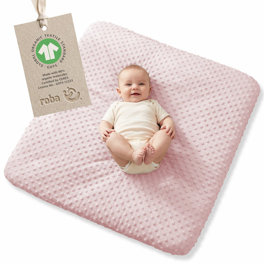 Organic Fitted Sheet for Changing Pads 'Lil Planet' Pink / Mauve, Organic Jersey, GOTS, 75 x 85 cm