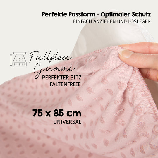 Organic Fitted Sheet for Changing Pads 'Lil Planet' Pink / Mauve, Organic Jersey, GOTS, 75 x 85 cm