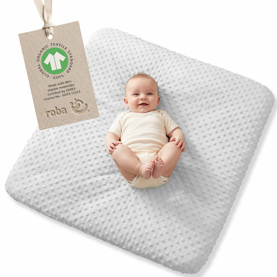 Housse extensible pour matelas à langer 'Lil Planet' - 85 x 75 cm - Jersey biologique GOTS - Gris argenté