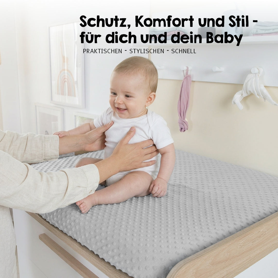 Housse extensible pour matelas à langer 'Lil Planet' - 85 x 75 cm - Jersey biologique GOTS - Gris argenté