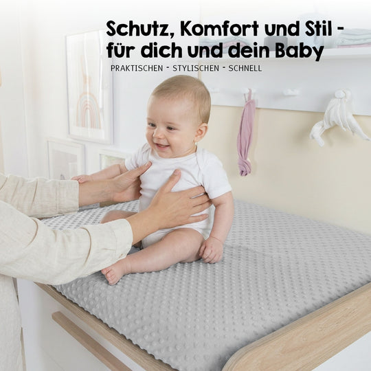 Housse extensible pour matelas à langer 'Lil Planet' - 85 x 75 cm - Jersey biologique GOTS - Gris argenté