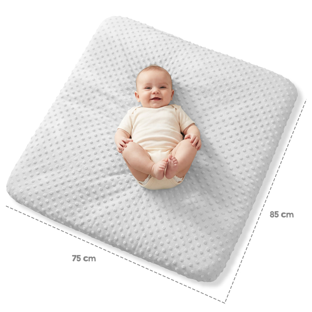 Housse extensible pour matelas à langer 'Lil Planet' - 85 x 75 cm - Jersey biologique GOTS - Gris argenté