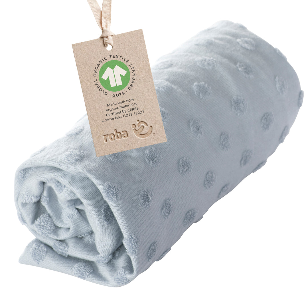 Housse extensible pour matelas à langer 'Lil Planet' - 85 x 75 cm - Jersey biologique GOTS - Bleu clair