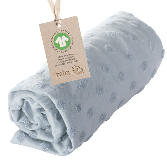 Housse extensible pour matelas à langer 'Lil Planet' - 85 x 75 cm - Jersey biologique GOTS - Bleu clair