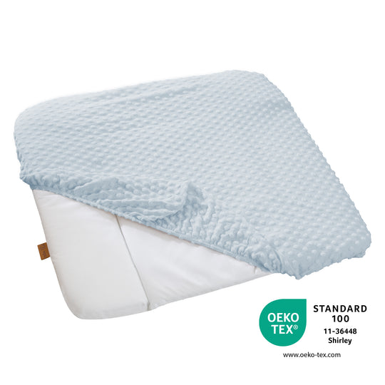 Housse extensible pour matelas à langer 'Lil Planet' - 85 x 75 cm - Jersey biologique GOTS - Bleu clair