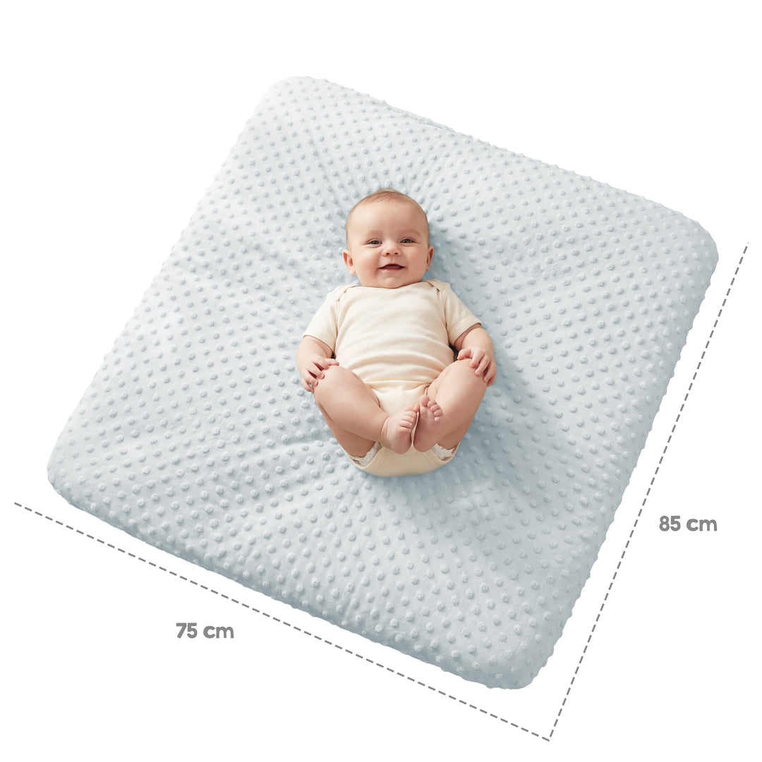Housse extensible pour matelas à langer 'Lil Planet' - 85 x 75 cm - Jersey biologique GOTS - Bleu clair
