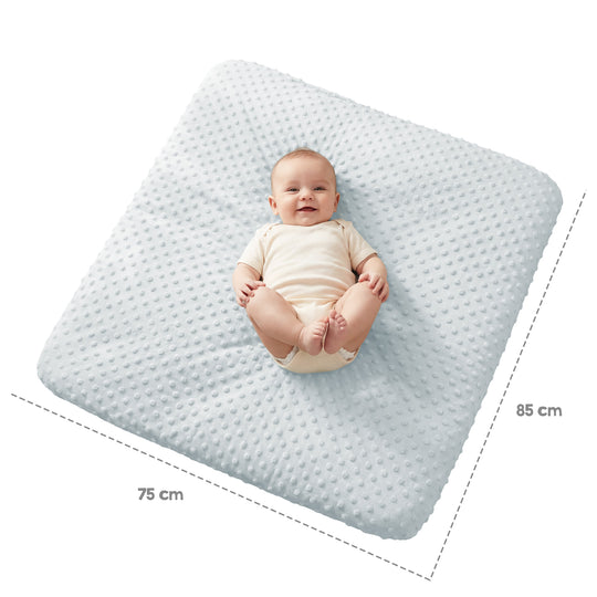 Housse extensible pour matelas à langer 'Lil Planet' - 85 x 75 cm - Jersey biologique GOTS - Bleu clair