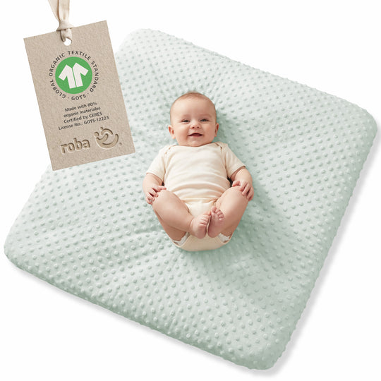 Organic Fitted Cover for Changing Mats 'Lil Planet' Frosty Green, Organic Jersey, GOTS, 75 x 85 cm