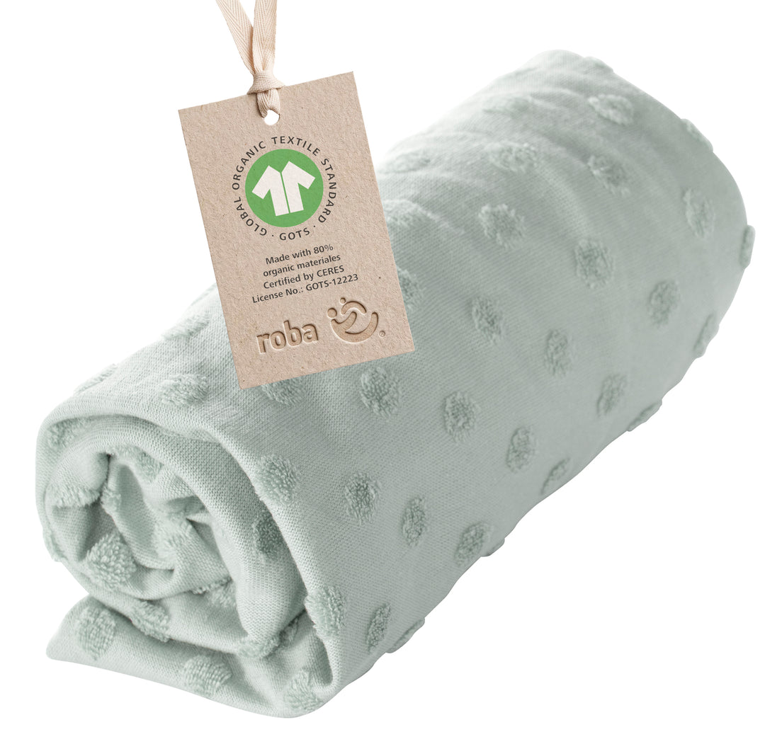 Organic Fitted Cover for Changing Mats 'Lil Planet' Frosty Green, Organic Jersey, GOTS, 75 x 85 cm