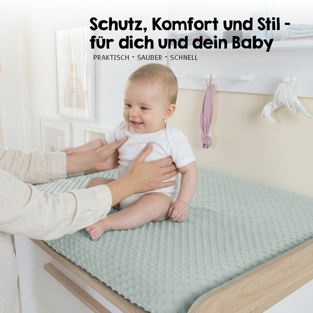 Organic Fitted Cover for Changing Mats 'Lil Planet' Frosty Green, Organic Jersey, GOTS, 75 x 85 cm