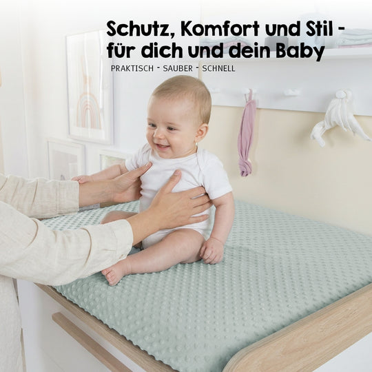 Organic Fitted Cover for Changing Mats 'Lil Planet' Frosty Green, Organic Jersey, GOTS, 75 x 85 cm