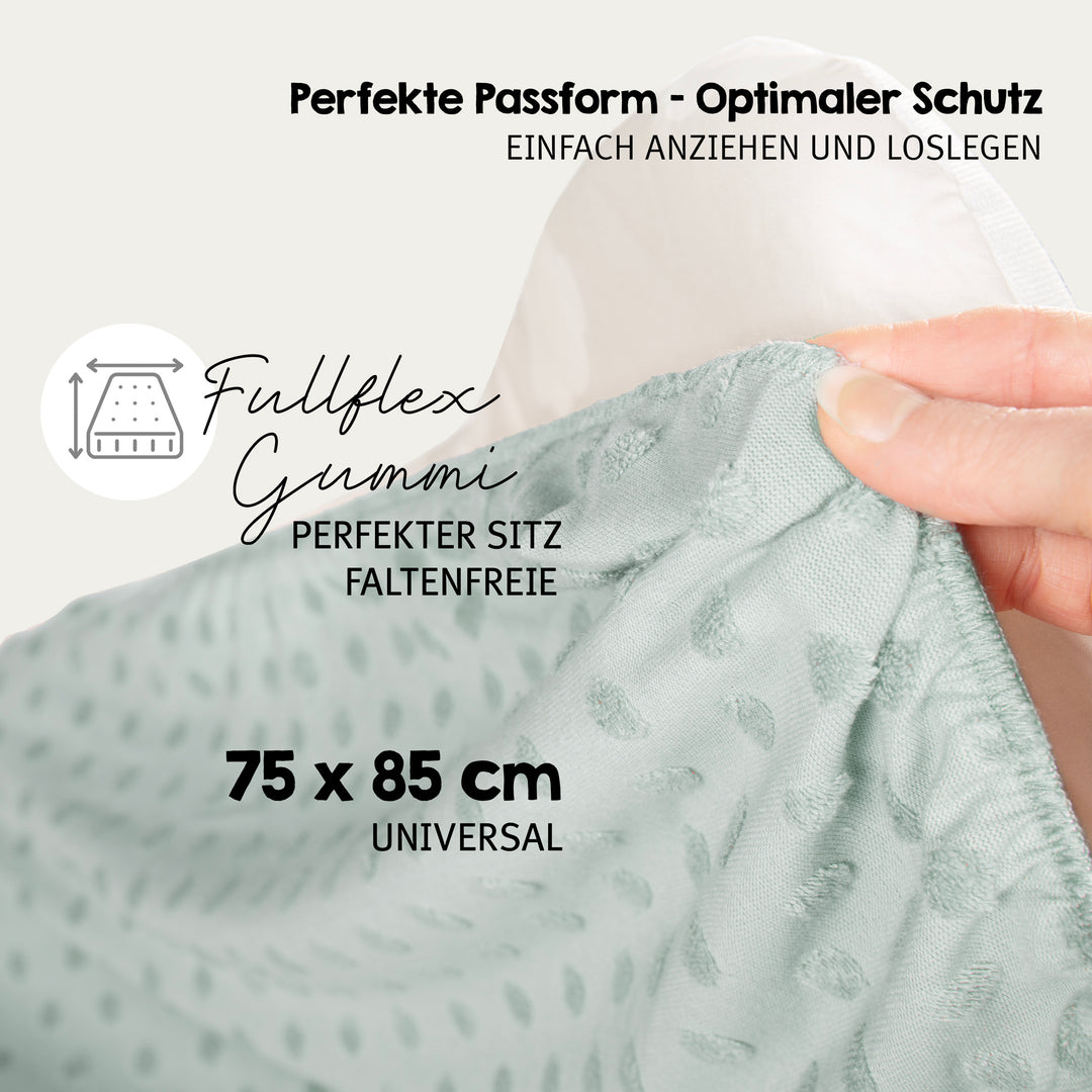 Organic Fitted Cover for Changing Mats 'Lil Planet' Frosty Green, Organic Jersey, GOTS, 75 x 85 cm