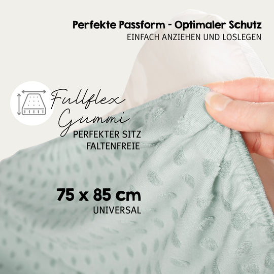 Organic Fitted Cover for Changing Mats 'Lil Planet' Frosty Green, Organic Jersey, GOTS, 75 x 85 cm