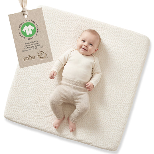 Organic Fitted Sheet for Changing Mats 75x85 cm 'Seashells Oyster' - White