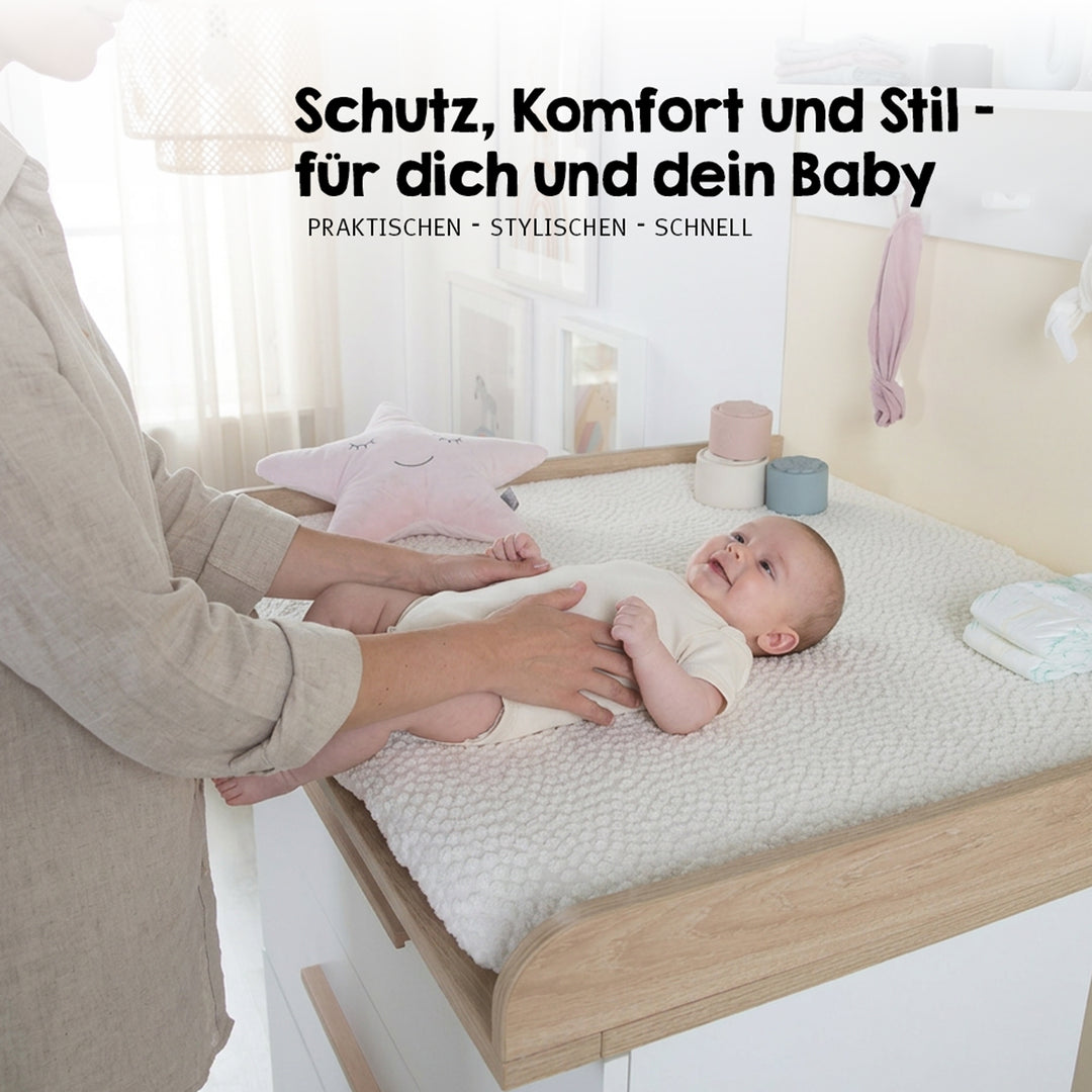 Organic Fitted Sheet for Changing Mats 75x85 cm 'Seashells Oyster' - White