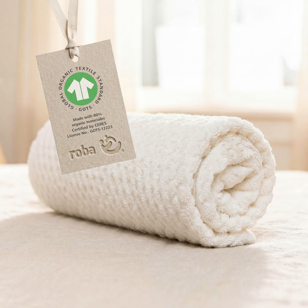 Organic Fitted Sheet for Changing Mats 75x85 cm 'Seashells Oyster' - White