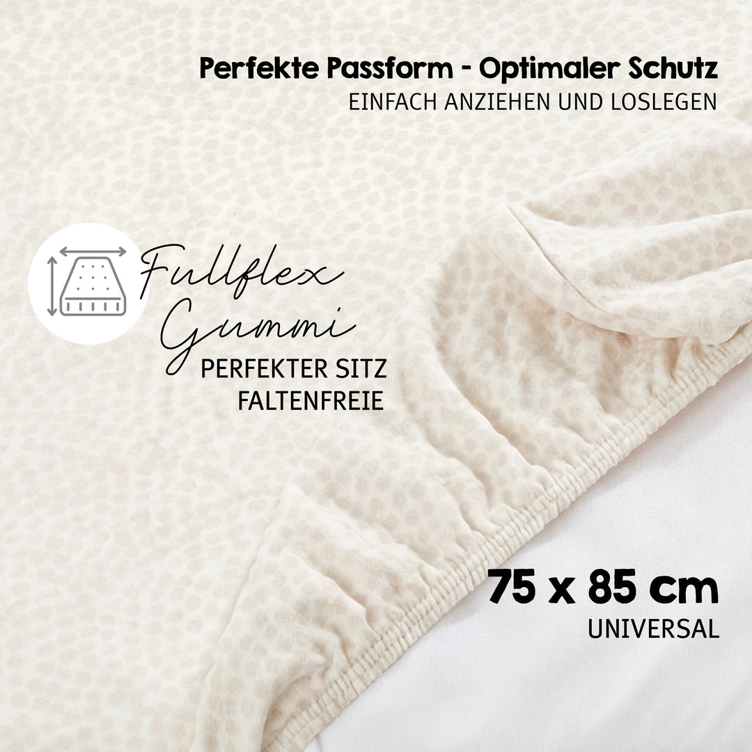 Organic Fitted Sheet for Changing Mats 75x85 cm 'Seashells Oyster' - White