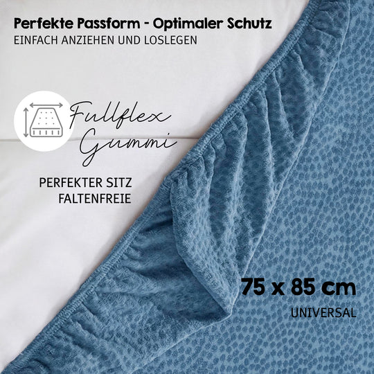 Housse pour matelas à langer 'Seashells Indigo' - 85 x 75 cm - Jersey biologique GOTS - Bleu