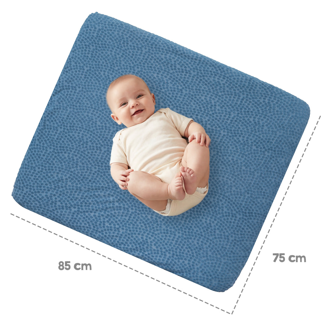 Housse pour matelas à langer 'Seashells Indigo' - 85 x 75 cm - Jersey biologique GOTS - Bleu