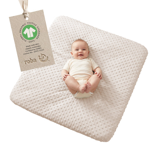 Housse pour matelas à langer 'Frosty Almond' - 85 x 75 cm - Jersey biologique GOTS - Beige