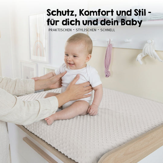 Housse pour matelas à langer 'Frosty Almond' - 85 x 75 cm - Jersey biologique GOTS - Beige