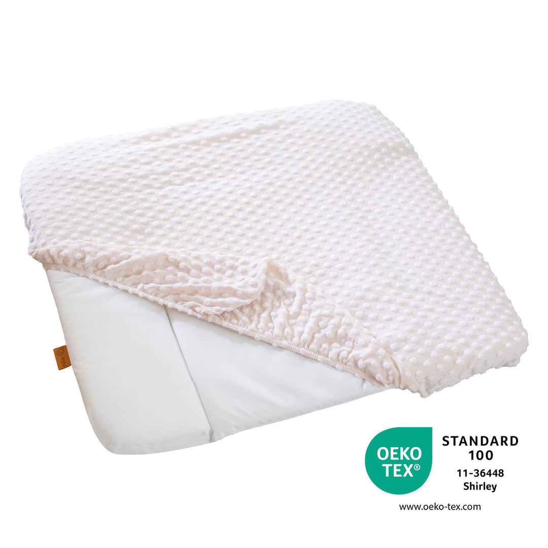 Housse pour matelas à langer 'Frosty Almond' - 85 x 75 cm - Jersey biologique GOTS - Beige