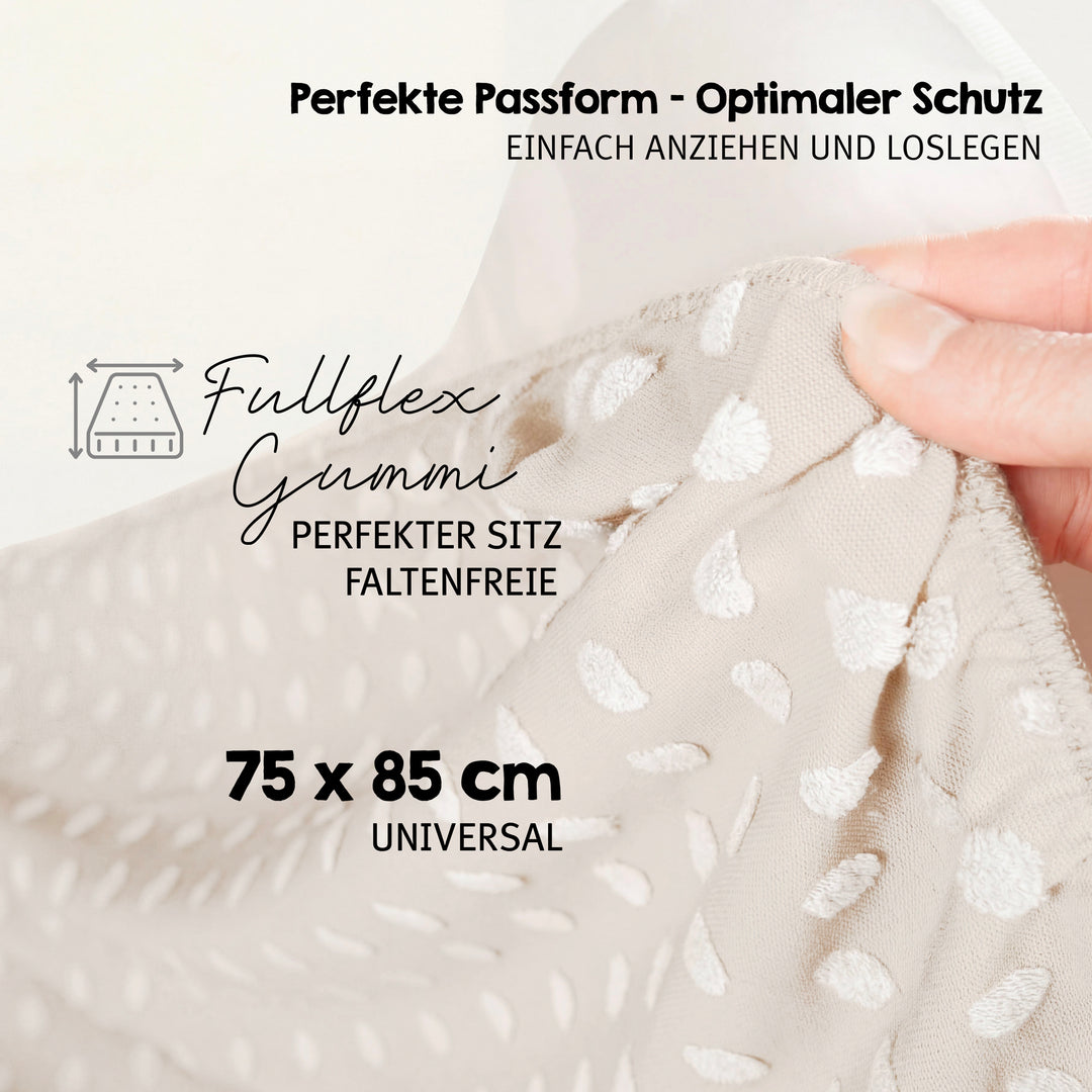 Housse pour matelas à langer 'Frosty Almond' - 85 x 75 cm - Jersey biologique GOTS - Beige