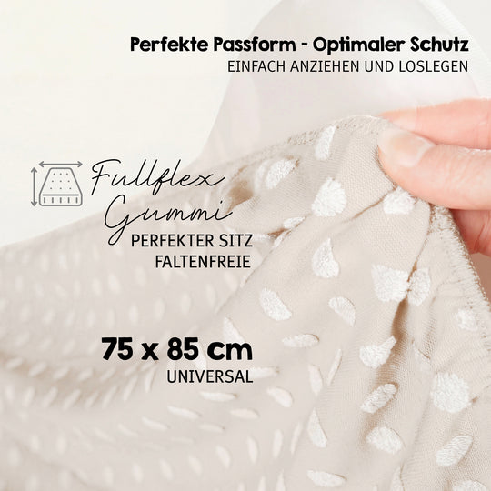 Housse pour matelas à langer 'Frosty Almond' - 85 x 75 cm - Jersey biologique GOTS - Beige
