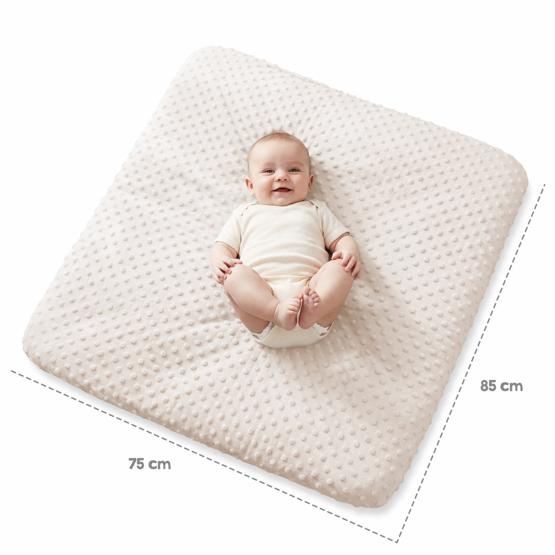 Housse pour matelas à langer 'Frosty Almond' - 85 x 75 cm - Jersey biologique GOTS - Beige