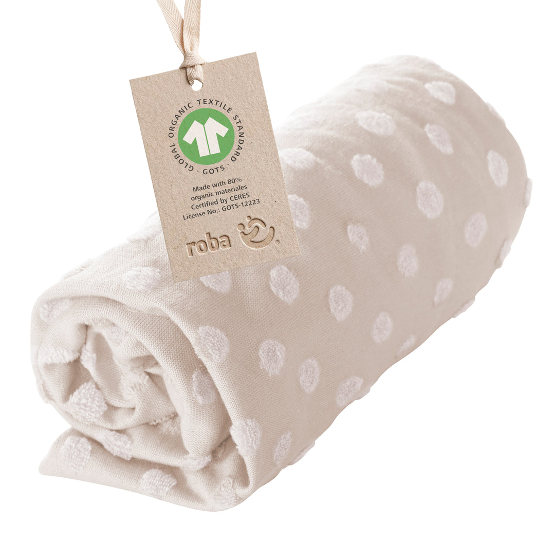 Housse pour matelas à langer 'Frosty Almond' - 85 x 75 cm - Jersey biologique GOTS - Beige