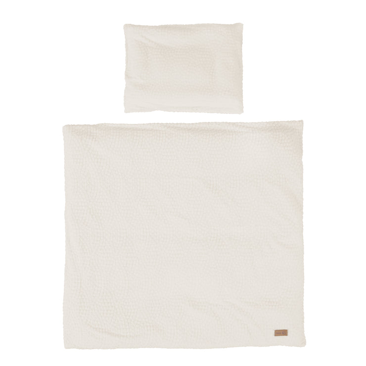 Ropa de cama para cuna 80 x 80 cm 'Seashells Oyster' - Certificado GOTS y Oeko Tex - Blanco