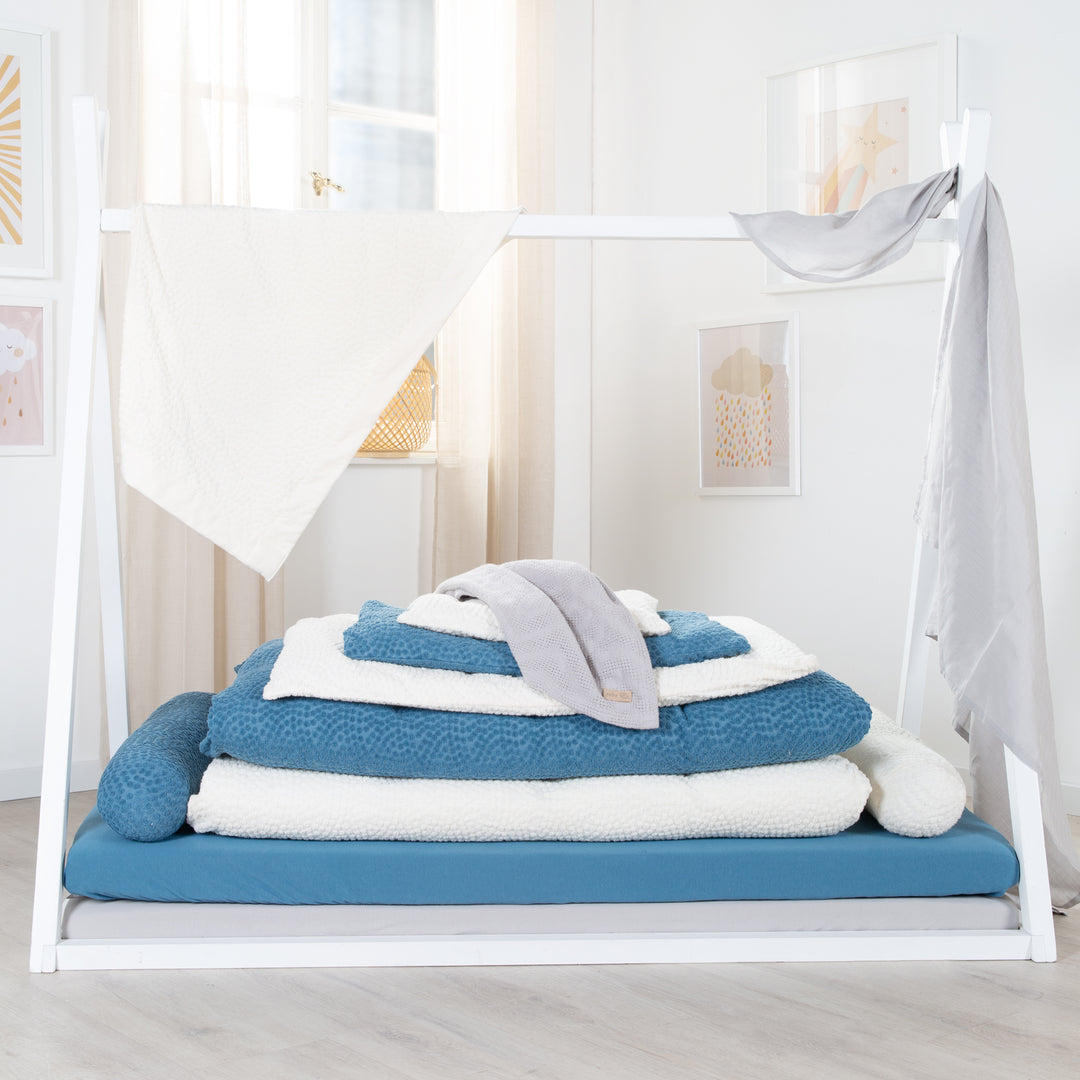 Cradle Bedding 80 x 80 cm 'Seashells Oyster' - GOTS & Oeko Tex Certified - White