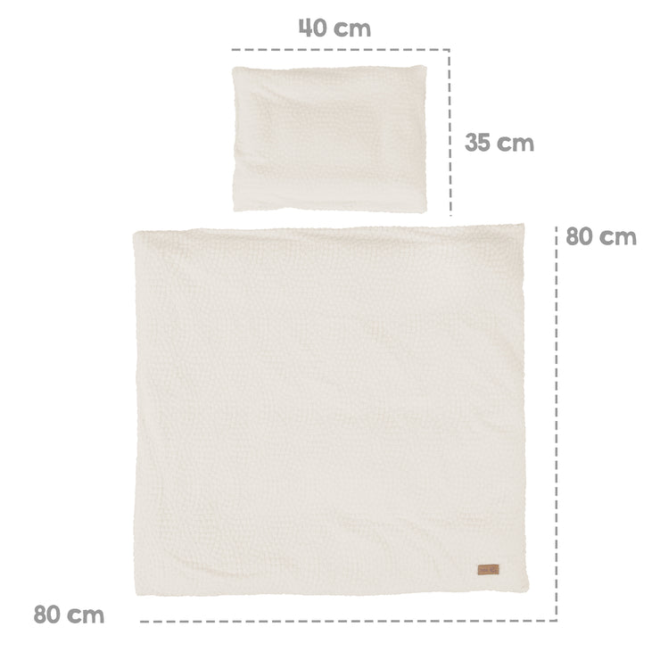 Linge de lit pour berceau 80 x 80 cm 'Seashells Oyster' - Certifié GOTS et Oeko Tex - Blanc