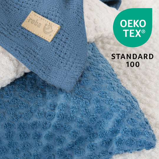 Cradle Bedding 80 x 80 cm 'Seashells Indigo' - GOTS & Oeko Tex Certified - Blue