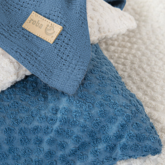 Cradle Bedding 80 x 80 cm 'Seashells Indigo' - GOTS & Oeko Tex Certified - Blue