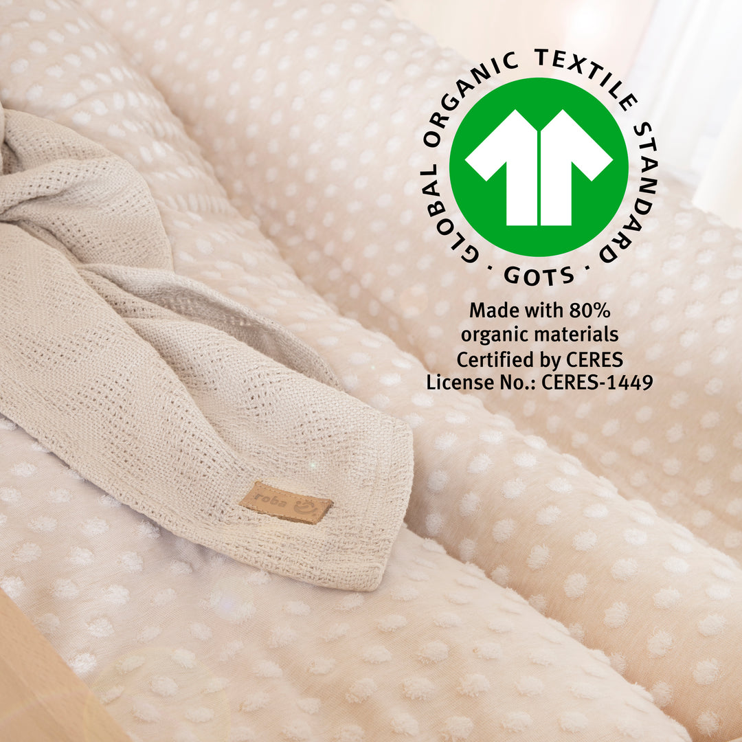 Cradle Bedding 80 x 80 cm 'Frosty Almond' - GOTS & Oeko-Tex Certified - Beige